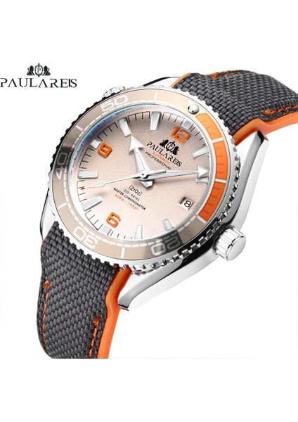 STYLE11 Paulareis Otomatik Mekanik Aydınlık Kanvas Kauçuk Kayış Erkek Saat Otomatik Saat (Yurt Dışından)