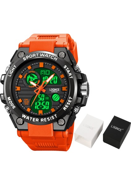 Siyah Gümüş Spor Loqnce Erkekler Dijital Saat S-Stil Spor Saatler Çift Ekran Su Geçirmez Elektronik Kol Saati Relogio Masculino Kutusu ile (Yurt Dışından) fiyatları