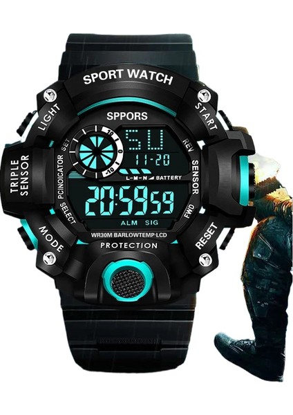 Mavi Spor Dijital Saat Basit Dijital LED Su Geçirmez Izle Erkek Izle G Tarzı Öğrenci Spor Açık Izle (Yurt Dışından)