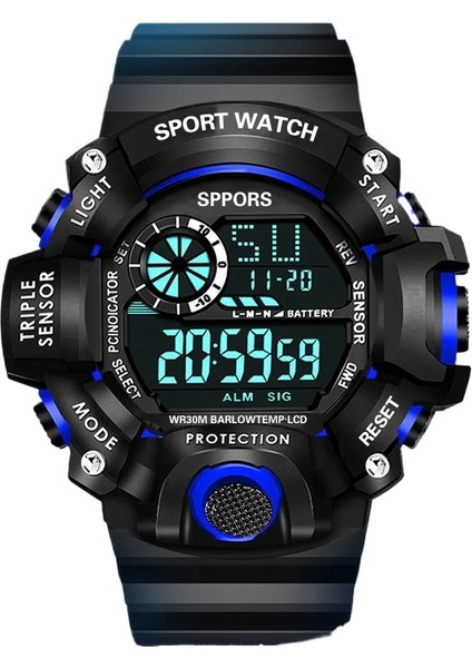 Mavi Spor Dijital Saat Basit Dijital LED Su Geçirmez Izle Erkek Izle G Tarzı Öğrenci Spor Açık Izle (Yurt Dışından)