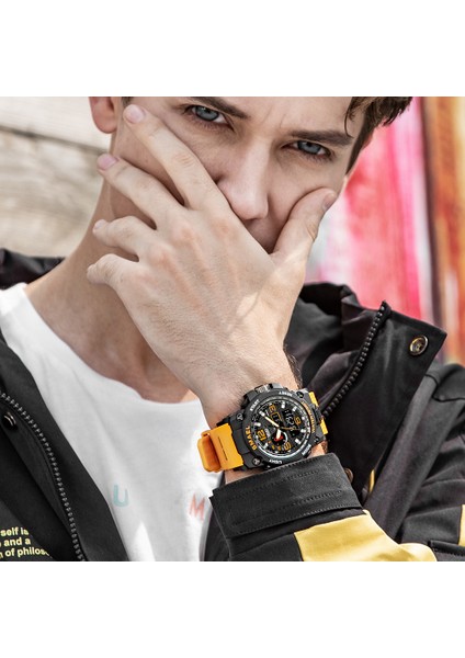 SMEA790108 Smael 1545D Erkekler Japonya Dijital Saat Analog Dijital Lüks Erkekler Için LED Ekran Kauçuk Spor Saatler (Yurt Dışından)