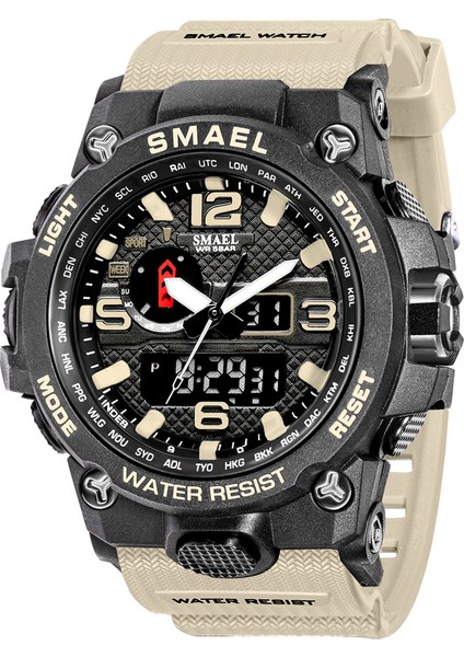 Haki En Çok Satan Smael 1545D Dijital Saatler Su Geçirmez Çift Hareketli Dijital ve Analog Saat Erkek Spor Saat Jam Tangan (Yurt Dışından)