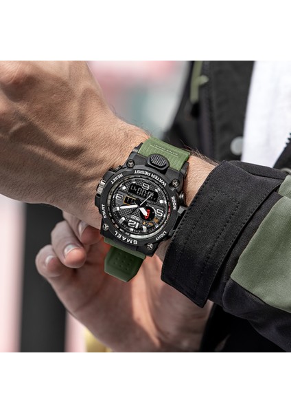 SMEA790108 Smael 1545D Erkekler Japonya Dijital Saat Analog Dijital Lüks Erkekler Için LED Ekran Kauçuk Spor Saatler (Yurt Dışından)