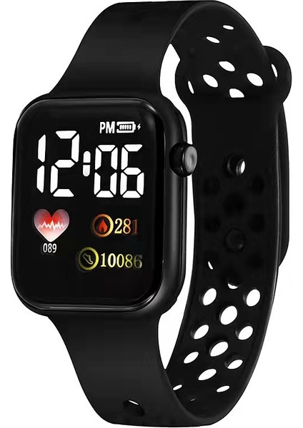 Siyah LED Dijital Saat C001 LED Elektronik Saat C001 Gökkuşağı Kare Su Geçirmez Dijital Moda Spor Öğrenci Izle Erkekler Elektronik LED Spor Izle (Yurt Dışından)
