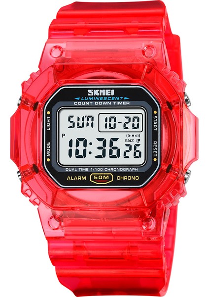 Kırmızı Dijital Saat Skmei 1999 Transparente Band Özel Reloj De Hombre Le Işık Izle 50M Kol Saatleri LED Dijital Spor Saatler Erkek Spor Saat (Yurt Dışından)