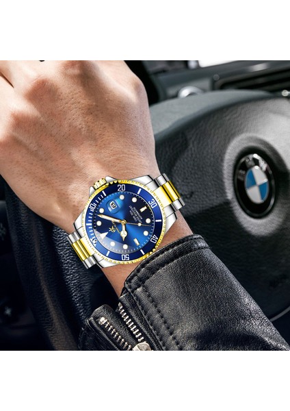 Gümüş-Yeşil Mekanik Saat Lüks Marka Su Geçirmez Analog Otomatik Tarih Paslanmaz Çelik Çin Fabrika Özel Logo Erkekler Için Mekanik Saatler (Yurt Dışından) indirimleri