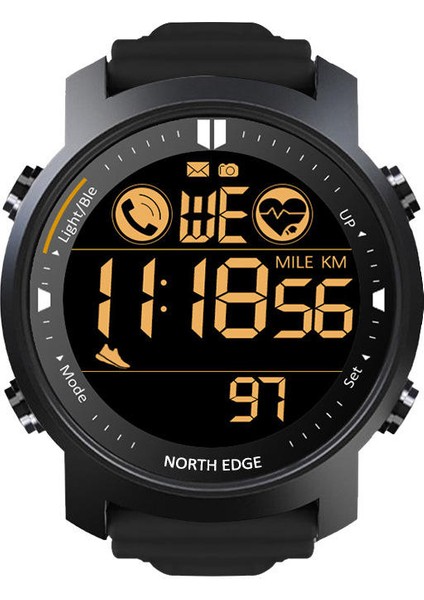 Siyah North Edge Dijital Saatler North Edge Laker 50M Su Geçirmez Akıllı Spor Saat Desteği Çalar Saat Pedometre Nabız Izleme Erkekler Için Dijital Saatler (Yurt Dışından)