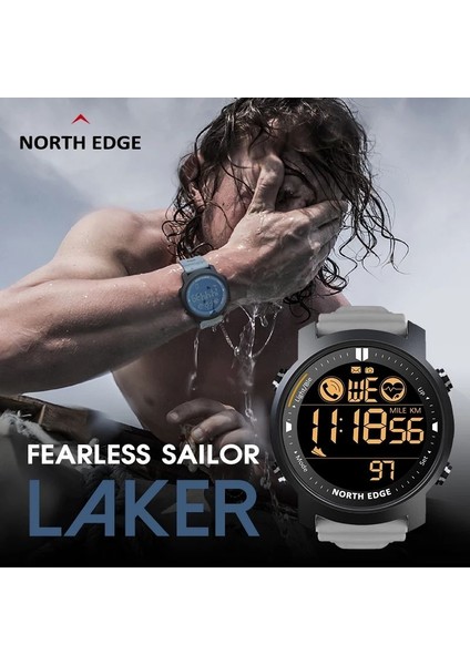 Siyah North Edge Dijital Saatler North Edge Laker 50M Su Geçirmez Akıllı Spor Saat Desteği Çalar Saat Pedometre Nabız Izleme Erkekler Için Dijital Saatler (Yurt Dışından)