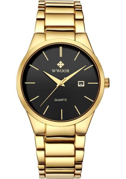 Altın Mavi Erkekler Izle Wwoor 8875 Erkekler Takvim Kuvars Saatler Lüks Spor Japonya Mov't Kol Saati Moda Paslanmaz Çelik Altın Mavi Adam Izle (Yurt Dışından)