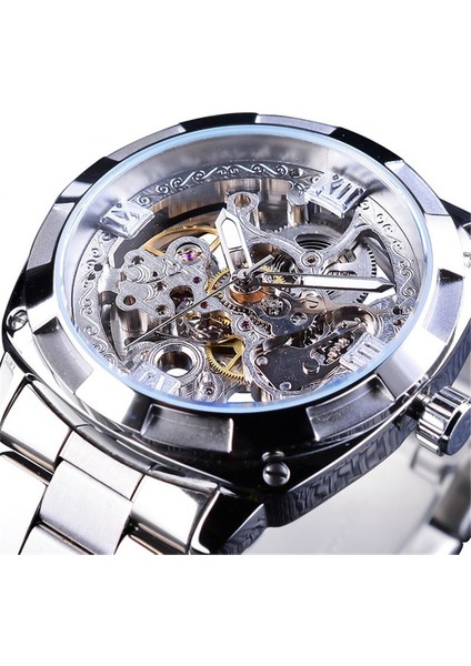 C2 Elips Otomatik Saatler Erkekler Moda Mekanik Steampunk Elbise Erkekler Izle Üst Marka Lüks Paslanmaz Çelik Otomatik Iskelet Izle (Yurt Dışından)