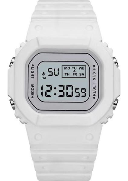 Beyaz F-1 Moda Dijital Saat LED Saatler Bilek Öğrenci Spor Su Geçirmez Kadın Çocuk Dijital Saat (Yurt Dışından)