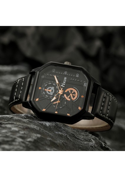 #4 Kuvars Saatler 2023 Büyük Kadran Moda Kare Deri Rahat Erkek Spor Bilezik Seti Kuvars Saatler (Yurt Dışından) indirimleri