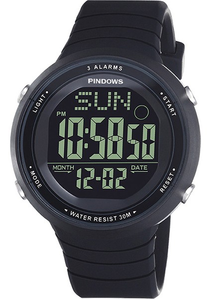 PDS-601B-N1 Moda Pindows Yeni Varış Orijinal Kauçuk Su Geçirmez Siyah Spor Basit Kaplama Yüksek Kaliteli Analog Dijital Çalar Saat Izle (Yurt Dışından)