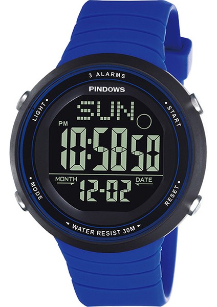 PDS-601B-N1 Moda Pindows Yeni Varış Orijinal Kauçuk Su Geçirmez Siyah Spor Basit Kaplama Yüksek Kaliteli Analog Dijital Çalar Saat Izle (Yurt Dışından)