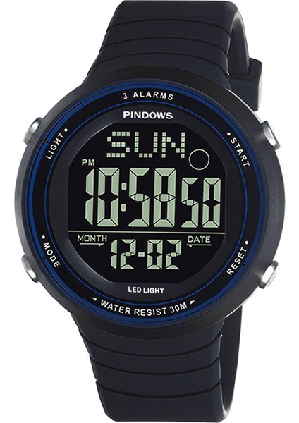 PDS-601B-N1 Moda Pindows Yeni Varış Orijinal Kauçuk Su Geçirmez Siyah Spor Basit Kaplama Yüksek Kaliteli Analog Dijital Çalar Saat Izle (Yurt Dışından)