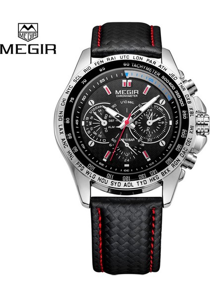 MGE501902 Megir 1010 Erkek Spor Kuvars Saatler Top Marka Lüks Deri Kayış Erkek Saatler Erkekler (Yurt Dışından)