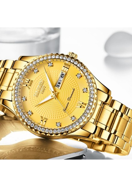 Beyaz Haiqin Orijinal Lüks Altın Pırlanta Kuvars Izle Erkekler Için Paslanmaz Çelik Izle Su Geçirmez Relojes Hombre Özel Logo Kol Saati (Yurt Dışından) fırsatları