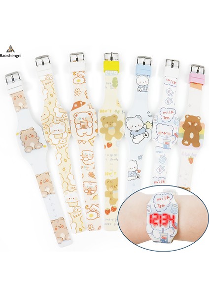 Tasarım 07 Izle ve Dijital ve Çocuk Öğrenci Moda LED Izle Silikon Karikatür Özel Dijital Pin Toka Düz Saat Renkli Baskı Deseni (Yurt Dışından) fiyatları