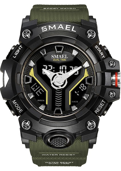 Ordu Yeşili Yeni Varış Smael 8075 Ikili Zaman En Çok Satan Dijital Erkek Bilek Izle Oem Marka Kendi Analog Dijital Saat Erkek Spor (Yurt Dışından)