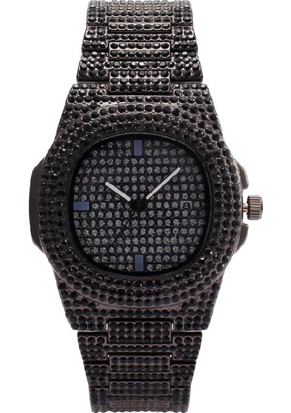Stil 1 En Çok Satan Üst Marka Lüks Bling Kuvars Kare Erkek Saat Relojes Hip Hop Altın Tam Elmas Buzlu Out Izle (Yurt Dışından)