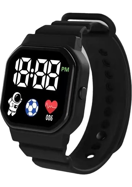 Siyah Kırmızı Çocuk Elektronik Silikon Bant Fwristwatch Spor Erkek ve Kız Öğrenciler Için LED Dijital Saat (Yurt Dışından)