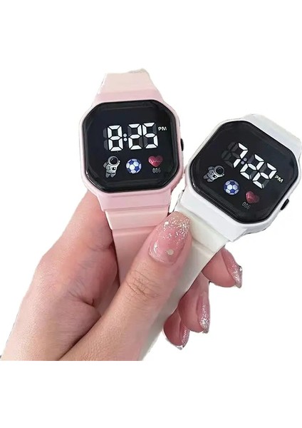 Siyah Kırmızı Çocuk Elektronik Silikon Bant Fwristwatch Spor Erkek ve Kız Öğrenciler Için LED Dijital Saat (Yurt Dışından)