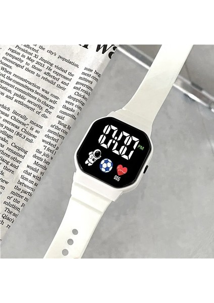 Siyah Kırmızı Çocuk Elektronik Silikon Bant Fwristwatch Spor Erkek ve Kız Öğrenciler Için LED Dijital Saat (Yurt Dışından)
