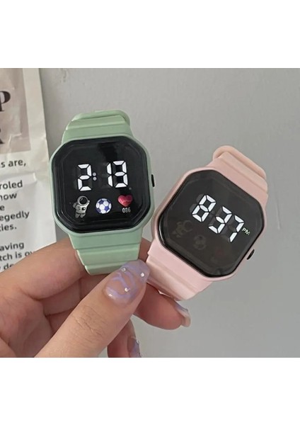 Siyah Kırmızı Çocuk Elektronik Silikon Bant Fwristwatch Spor Erkek ve Kız Öğrenciler Için LED Dijital Saat (Yurt Dışından)