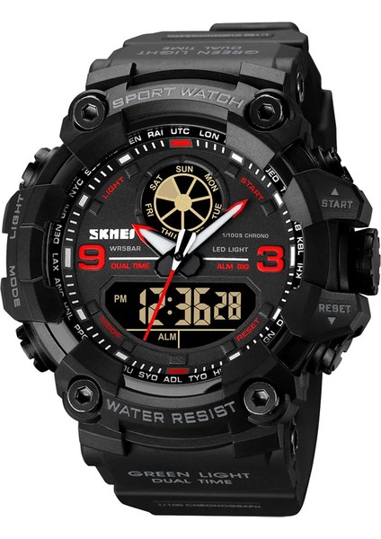 Kırmızı Moda Stil Sıcak Satış Modeli 1818 Skmei Dijital Saat Ikili Zaman 5ATM Özelleştirilmiş Kişiselleştirilmiş Moda Silikon Sapanlar Izle (Yurt Dışından)