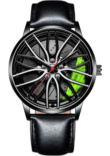 GN6275-3B Yaratıcı Erkek Lüks Spor Araba Saatler 3D Spor Jant Tekerlek Göbeği Kol Saati Araba Lastiği Erkek Kuvars Saatler (Yurt Dışından)