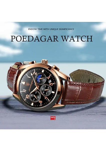 BDJ01700003 Resim Olarak Poedagar 816 Erkek Saatler Paslanmaz Çelik Moda Gül Altın Deri Kol Saati Su Geçirmez Aydınlık Kuvars Izle Relogio Masculino (Yurt Dışından) indirimleri