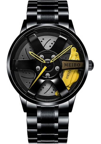 Mavi Lüks Serin Benzersiz Siyah Saatler Erkekler Bilek Kuvars 3D Direksiyon Jant Araba Izle Reloj Araba (Yurt Dışından) modelleri