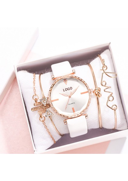 18 Izle Moda Stil 5 Adet Set Kadın Lüks Deri Analog Kuvars Kol Saati Bayan Kol Saati Seti Reloj Mujer Saatler Kuvars Saatler (Yurt Dışından)