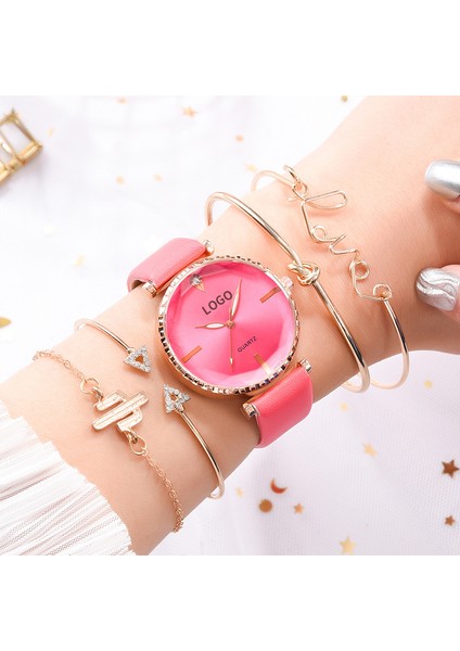 18 Izle Moda Stil 5 Adet Set Kadın Lüks Deri Analog Kuvars Kol Saati Bayan Kol Saati Seti Reloj Mujer Saatler Kuvars Saatler (Yurt Dışından)