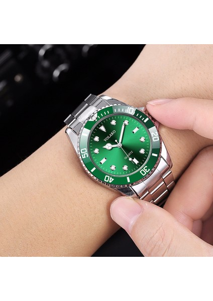 Yeşil 10*10*10 Oem Tasarımcı Klasik Lüks Yok Takvim Çelik Bant Erkek Gündelik Saat Moda Trendi Izle (Yurt Dışından)