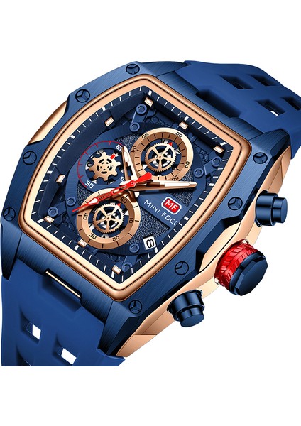 MFB1001 Resim Olarak Mini Focus 0473 Yeni Saatler Lüks Spor Kuvars Izle Erkekler Için Aydınlık Ellerle Su Geçirmez Kronograf Kol Saatleri Mavi Kayış (Yurt Dışından)