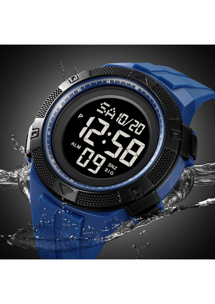Koyu Mavi Özel Spor Dijital Saat Orijinal Fabrika 2078 Özel Logo 50M Su Geçirmez Saatler Üretici Chrono Alarm Erkekler Için LED Işık Spor Dijital Saat (Yurt Dışından) fırsatları