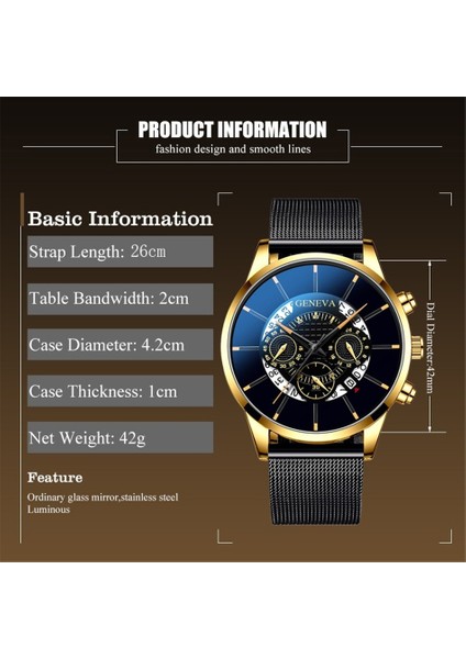 11 Moda 2024 Iş Takvimi Cenevre Bilek Saatleri Metal Örgü Kemer Relogio Masculino Erkek Quartz Saat Erkekler Için (Yurt Dışından)