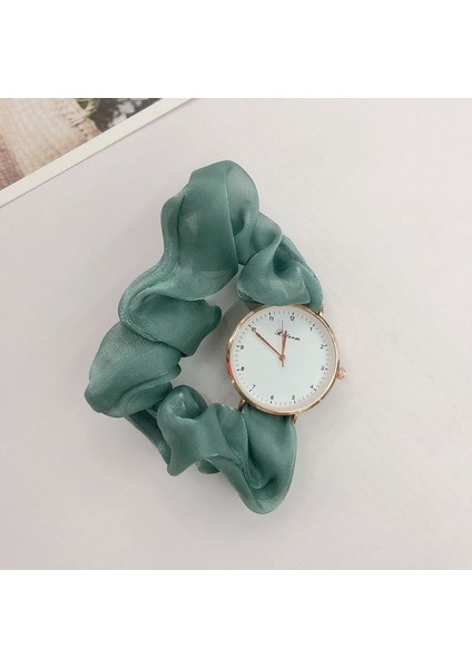 Yeşil Kadın Ins Tarzı Yaratıcı Şerit Saç Bandı Kuvars Izle Bayanlar Ipek Eşarp Bilezik Kumaş Saç Bandı Kızlar Kuvars Saatler (Yurt Dışından)