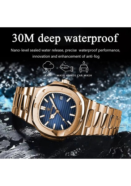Deri - Siyah Moda Relojes Hombre Poedagar Lüks Erkek Saatler Iş Kol Saatleri Erkekler Için Çelik Kuvars Izle Su Geçirmez Tarih Kare Erkek Izle Rel (Yurt Dışından)
