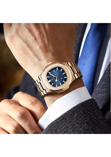 Deri - Siyah Moda Relojes Hombre Poedagar Lüks Erkek Saatler Iş Kol Saatleri Erkekler Için Çelik Kuvars Izle Su Geçirmez Tarih Kare Erkek Izle Rel (Yurt Dışından)