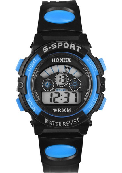 Mavi Spor Honhx T63 37MM Çocuk Dijital Saat Su Geçirmez Çocuk Boy Dijital LED Kuvars Alarm Tarihi Spor Bilek Saati Mavi Hediyeler (Yurt Dışından)