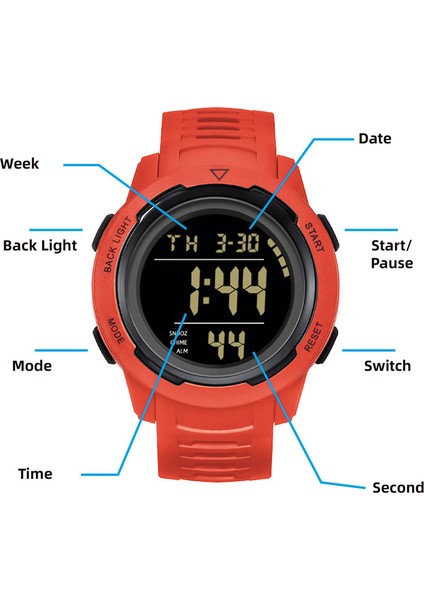 Sarı Dijital Saat Moda Erkek Bilek Su Geçirmez Reloj Spor Dijital Saat Alarmlı (Yurt Dışından)