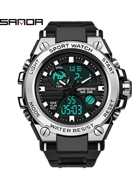 SDA8318 Moda Erkek Saat Sanda 739 Moda Spor Erkek Saatler Analog LED Dijital Orijinal Tasarım Kauçuk Fonksiyonel Benzersiz Erkek Markalı Saatler (Yurt Dışından)
