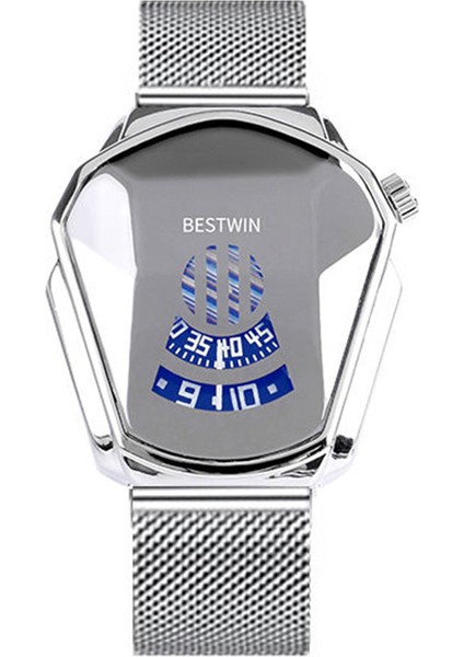 Gümüş (Örgü) Bestwin Elmas Tarzı Kuvars Izle Erkekler Için Su Geçirmez Moda Çelik Bant Bilek Saatler Benzersiz Kadınlar Lüks Reloj Hombre (Yurt Dışından)