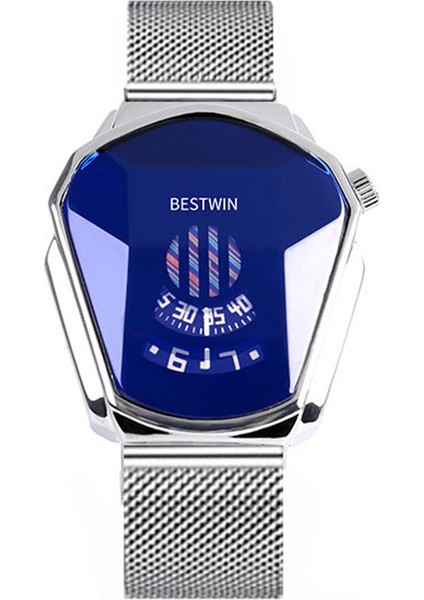 Gümüş (Örgü) Bestwin Elmas Tarzı Kuvars Izle Erkekler Için Su Geçirmez Moda Çelik Bant Bilek Saatler Benzersiz Kadınlar Lüks Reloj Hombre (Yurt Dışından)