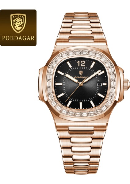 918 Rg Bk S Kuvars Izle Poedagar Lüks Erkekler Kuvars Izle Moda Kare Reloj Su Geçirmez Aydınlık Tarih Paslanmaz Çelik Saat Erkekler Için (Yurt Dışından)