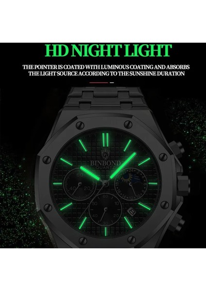 Renk-D Binbond Marka Çok Satanlar Moda Erkek Izle Paslanmaz Çelik Iş Lüks Rahat Tarih Erkekler Kuvars Izle Adam Relogio B0161 (Yurt Dışından)