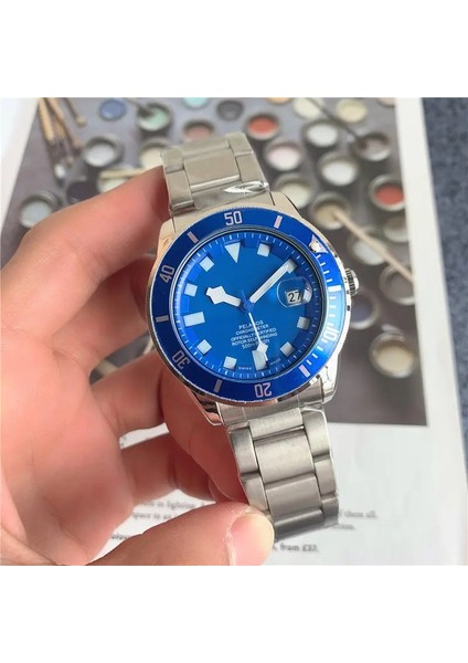 06 Yuvarlak Tam Otomatik Mekanik Lüks Basit Moda Yüksek Kaliteli Erkek Moda Zamanlama Mekanik Saat (Yurt Dışından)