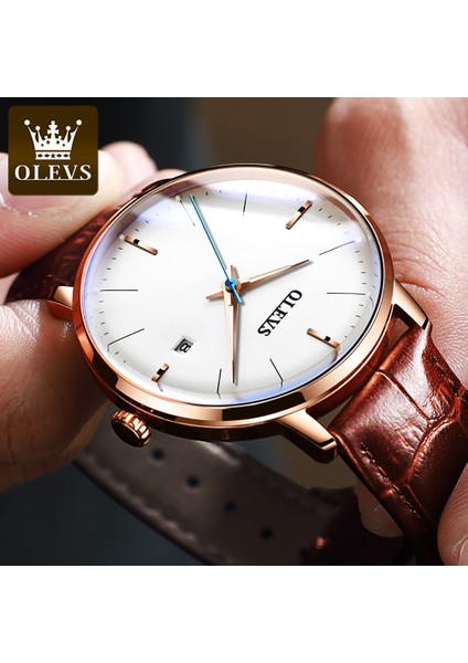 Box2 Kuvars Izle Olevs 6609 Özelleştirilmiş Sıcak Satış Stilleri Klasik Moda Tarih Su Geçirmez Deri Hakiki Otomatik Mekanik Saat Erkek Saat (Yurt Dışından) fırsatları